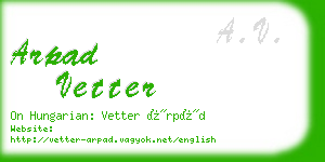 arpad vetter business card